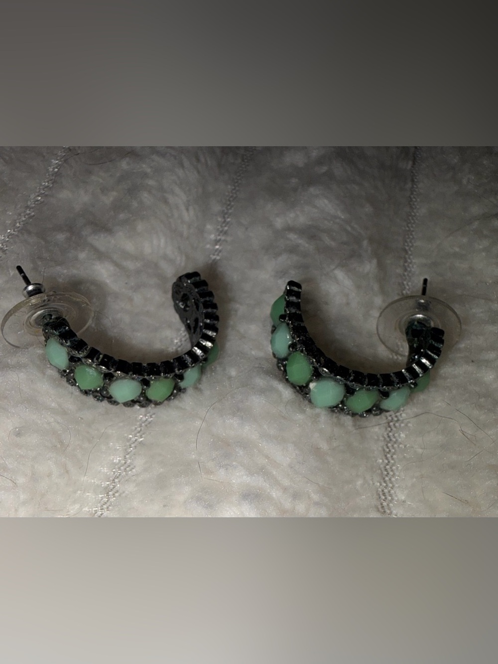 Green Beaded Hoop Earrings - Women's Jewelry